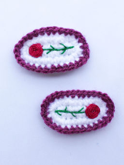 Woonie - White Handmade Hairclips (Pack of 2)