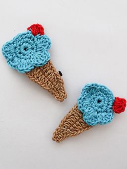 Woonie - Blue Ice-cream Cone Handmade Hairclips (Pack of 2)