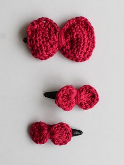 Woonie - Pink Bow Handmade Hairclips (Pack of 3)