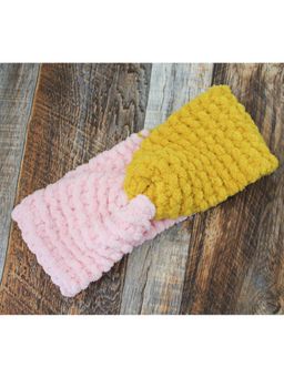 Woonie - Pink And Mustard Dual Colored Woolen Headband