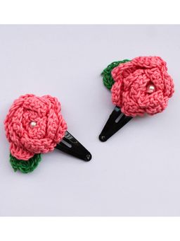 Woonie - Black And Red Handmade Hairclips (Pack of 2)