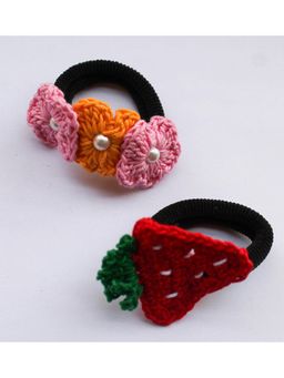Woonie - Strawberry And Floral Rubber Bands (Pack of 2)