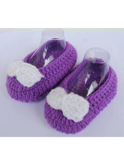 Woonie - Handmade White Bow Booties