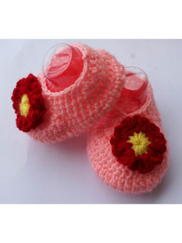 Woonie - Handmade Peach Floral Booties