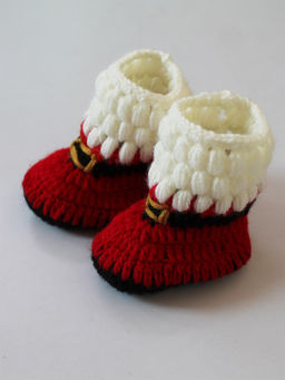 Woonie - Handmade Red and Cream X-Mas Booties