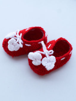 Woonie - Handmade Red Booties With Drawstring