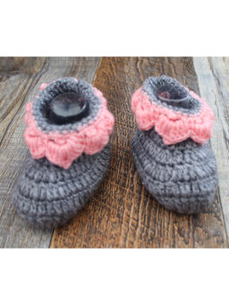 Woonie - Handmade Grey and Peach Booties