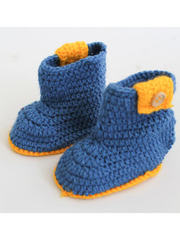 Woonie - Handmade Blue Boots With Button Detail