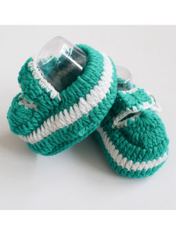Woonie - Handmade Green Button Detail Booties