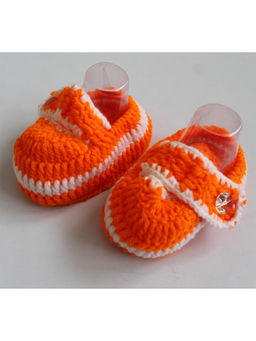 Woonie - Handmade Orange Button Detail Booties