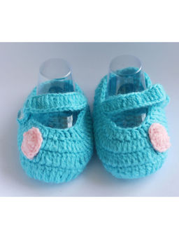 Woonie - Blue Handmade Woolen Booties