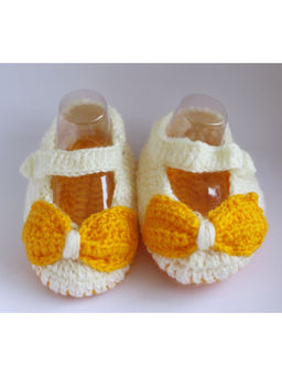 Woonie - Yellow Bow Handmade Woolen Booties