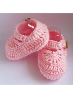 Woonie - Pink Handmade Woolen Booties