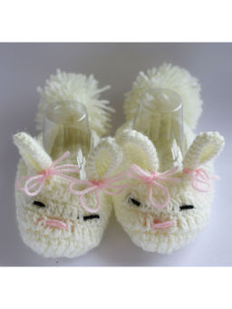 Woonie - Bunny Pom Pom Handmade Woolen Booties