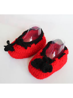 Woonie - Handmade Red Booties With Drawstring