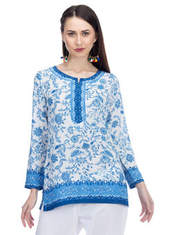 Biba - Blue Straight Printed Tunic