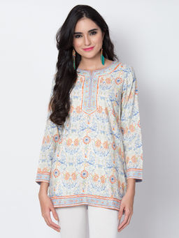 Biba - Off White Floral Short Tunic