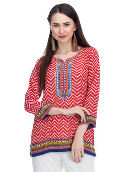 Biba - Red Straight Printed Tunic