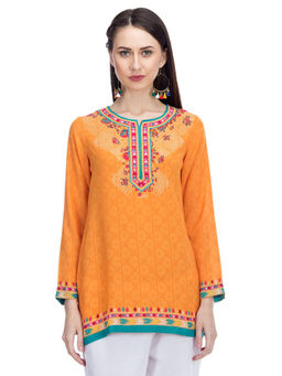 Biba - Orange Straight Printed Tunic