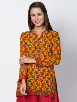 Biba - Mustard Floral Short Tunic