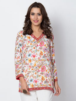 Biba - White Floral Short Tunic