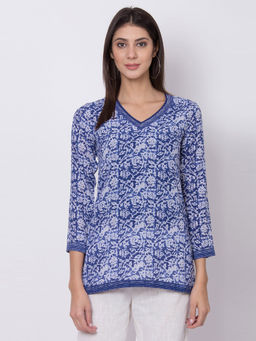 Biba - Blue Printed Short Kurti