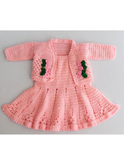 Woonie - Fit and Flare Frock with Floral Jacket-Pink Set of 2