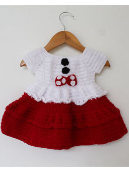 Woonie - Layered Flare Frock with Bow-White