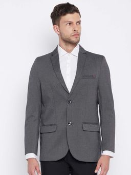 CRIMSOUNE CLUB - Mens Grey Solid Notched Lapel Blazer