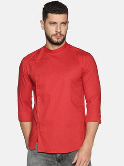 SHOWOFF - Lenin Red Solid Slim Fit Shirt