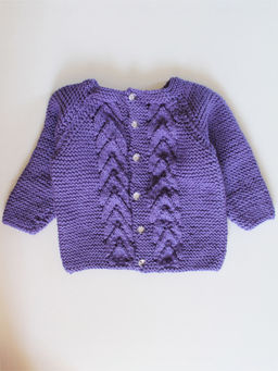 Woonie - Handknitted Purple Front Openable Sweater For Kids