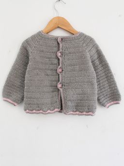 Woonie - Handmade Solid Grey Cardigan