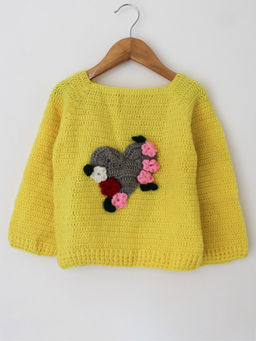 Woonie - Handmade Heart Design Lemon Pullover For Kids
