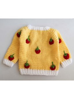 Woonie - Strawberry Applique Sweater For Kids