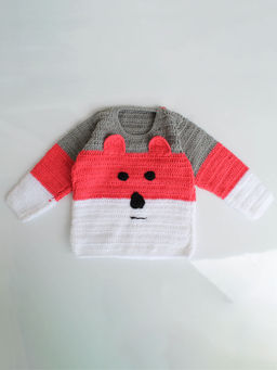 Woonie - Handmade Crochet Dog Face Sweater For Kids