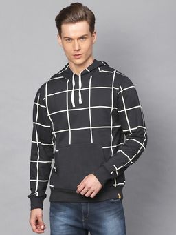 Campus Sutra - Men Checks Full Sleeve Stylish Casual Hooded Sweatshirt