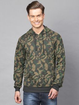 Campus Sutra - Men Camouflage Full Sleeve Stylish Casual Hooded Sweatshirt