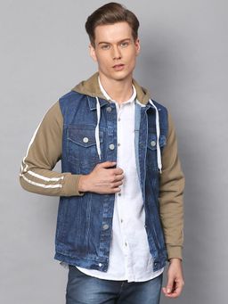 Campus Sutra - Men Colour Block Full Sleeve Stylish Casual Denim Jacket