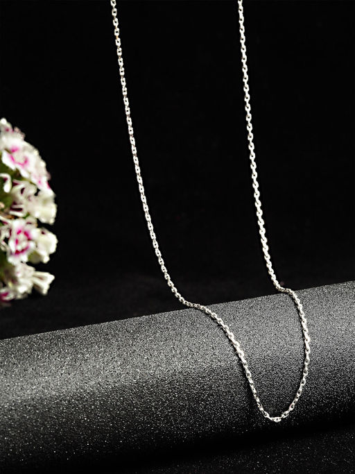 CLARA Anti-Tarnish 92.5 Sterling Silver Link Chain Necklace in 18 inches For Women & Girls