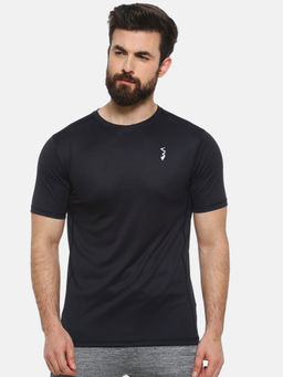 Campus Sutra - Men Solid Round Neck Black T-Shirt