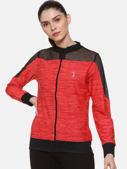 Campus Sutra - Red Full Sleeve Self Design Sports Jacket