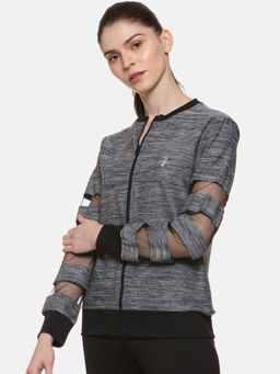 Campus Sutra - Grey Front Netted Sports Jacket
