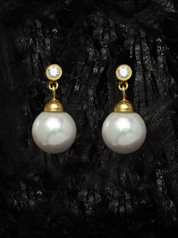 CLARA - 92.5 Sterling Silver Gold Plated Pearl Earrings Gift for Women and Girls