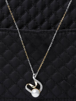 CLARA - 925 Silver Pearl Asuka Pendant With Chain Necklace Gold Rhodium Plated for Women and Girls