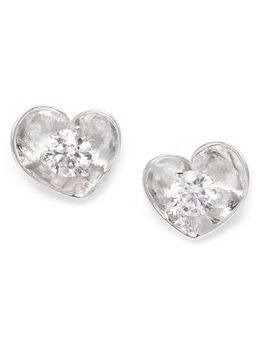 CLARA - Silver Swarovski Zirconia BIS Hallmarked 92.5 Sterling Silver Big Heart Solitaire Earring