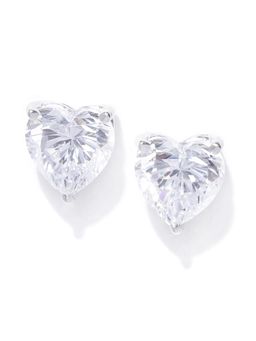 CLARA - 92.5 Sterling Silver Heart Solitaire Stud Earring Screw Back