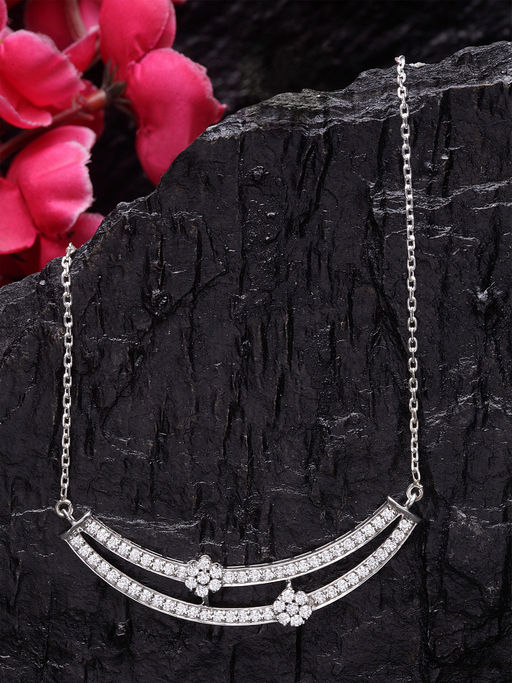 CLARA Sterling Silver Rhodium Plated Ava Pendant Necklace with Chain Gift for Women and Girls