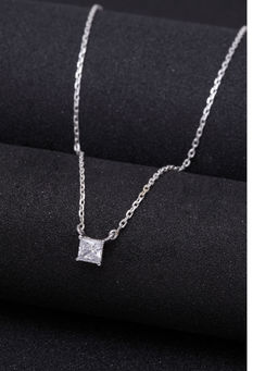 CLARA - Sterling Silver Rhodium Plated Square Pendant Necklace with Chain Gift for Women and Girls
