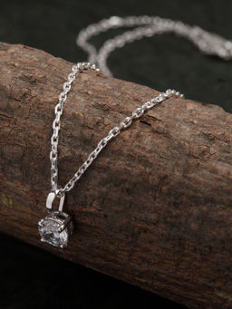 CLARA - Sterling Silver Rhodium Plated Round Pendant Necklace with Chain Gift for Women and Girls