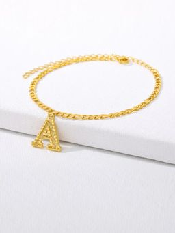 Jewels Galaxy - Jewellery For Women Gold Plated Alphabetical A Anklet Cum Bracelet